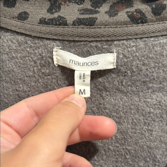 Maurices Animal Print Crewneck Sweater, Snap Detail - Picture 2 of 6